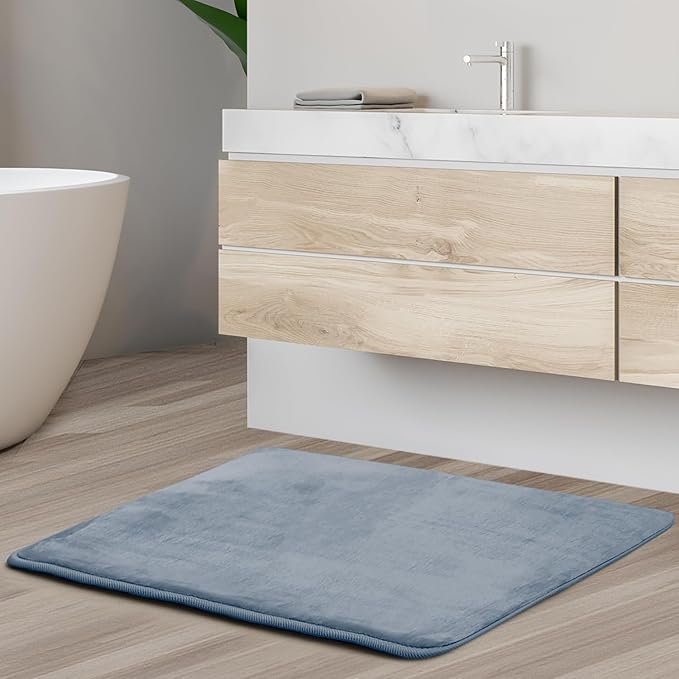 Clara Clark Bathroom Rugs, Velvet Memory Foam Bath Mat, Non-Slip Bath Rugs, Machine Wash, Dries Quickly, Ultra Soft Plush Bath Mats for Bathroom,