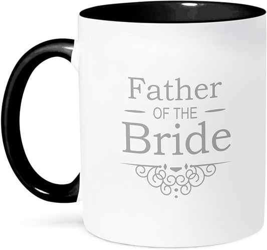3dRose Father Of The Bride In Silver Mug, 11 oz, Black