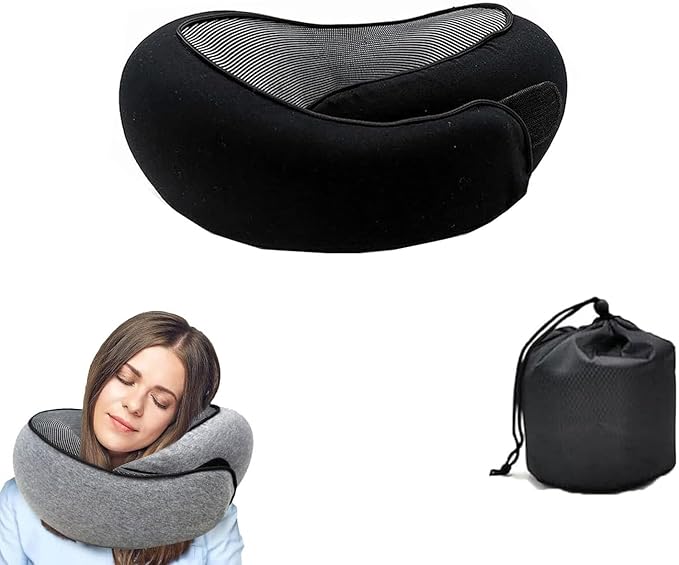 FAGOBYX Travel Pillow,Neck Pillow for Traveling,Airplane Pillow Flight Pillow,360° Travel Neck Pillows for Airplanes,Travel Neck Pillows for Airplanes,Travel Pillow,Neck Pillow (Black)