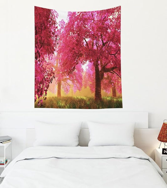 EMMTEEY Mysterious Cherry Blossoms Cute Wall Tapestry 60X50 Living Room Tapestry Wall Décor