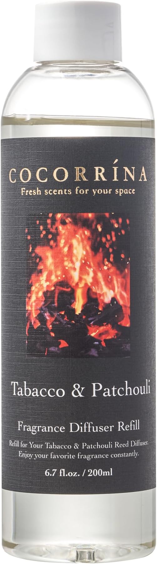 COCORRÍNA Reed Diffuser Refill - Tabacco & Patchouli 6.7 Oz Reed Diffuser Oil Refill Home Fragrance for Bedroom, Bathroom Home Decor