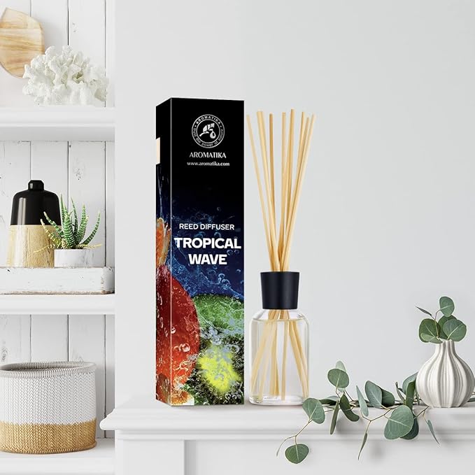 Reed Diffuser Tropical Wave 3.4 Fl Oz (100ml) - Room Diffuser with Exotic and Fresh Scent - Fragrance Diffuser with Rattan Sticks - Room Freshener - Scented Diffusers - Home Fragrance