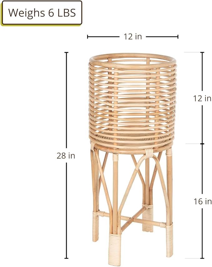 KOUBOO Rattan Indoor Plant Stand, Medium, Natural Planter, Brown