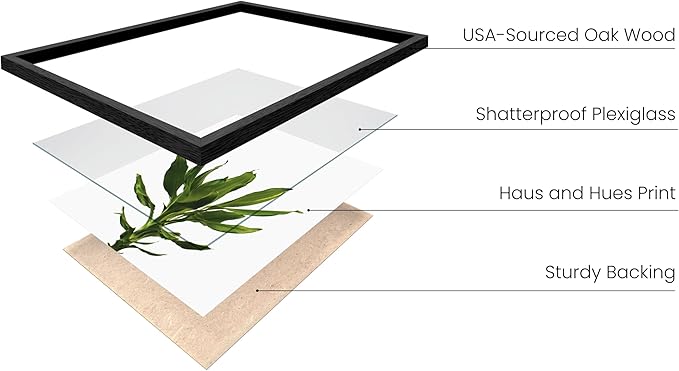 HAUS AND HUES Plant Wall Art - Set of 4 Plant Pictures Wall Art and Green Wall Art Collection, Botanical Prints, Sage Green Leaves Paintings For Wall, Minimalist Wall Art (Black Frame, 16x20)