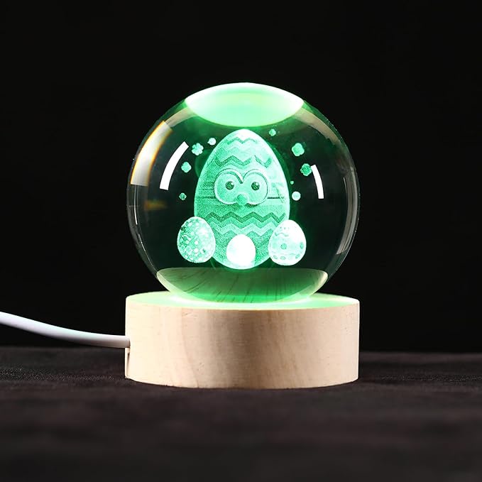 Easter Decorations Eggs 3D Crystal Ball Light-Up Easter, Easter Gifts for Kids, Daughters, Sons, Moms, Birthday Gifts for Women Party Home Garden Decor