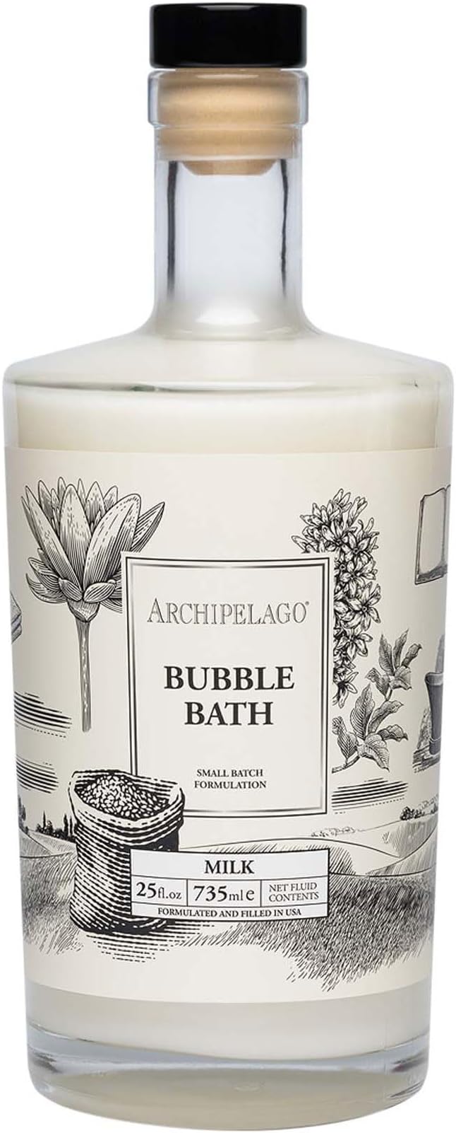 Archipelago Botanicals Luxury Milk Bubble Bath, Daily Body Wash, Moisturizing and Hydrating Gentle Bubble Bath, Helps Refresh, Restore and Soothe All Skin Types, 25.0 fl oz