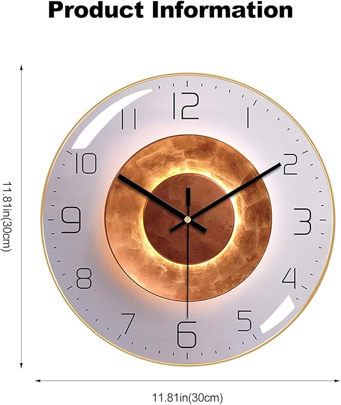 Ergocar Silent Metal Art Deco Clock, Non-Ticking - Suitable for Living Room, Bedroom & Office
