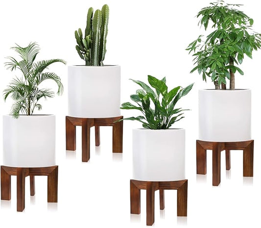 4 Pack Wood Plant Stand Indoor Holders for Plants, Sturdy Flower Pot Stands Plants Shelf, Wooden Stool for Patio Plant Stand, Fit 5-18 Inch Variety Flower Pots, Easily Assemble