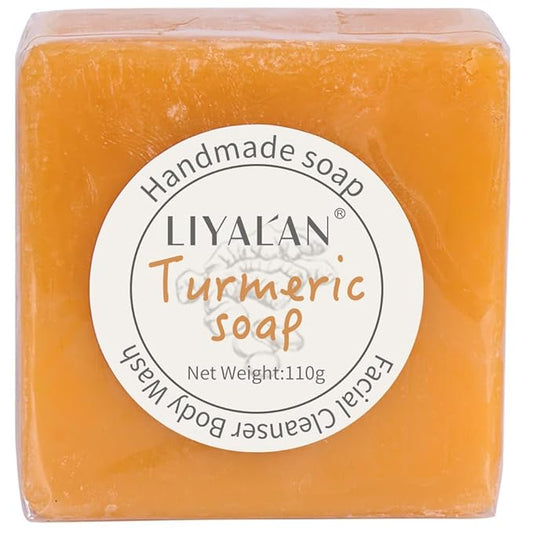 LIYALAN Turmeric Soap Bar for Face Body Smooth Skin,Deep Cleansing, Natural Vegan Handmade Soap Sensitive Skin Formula
