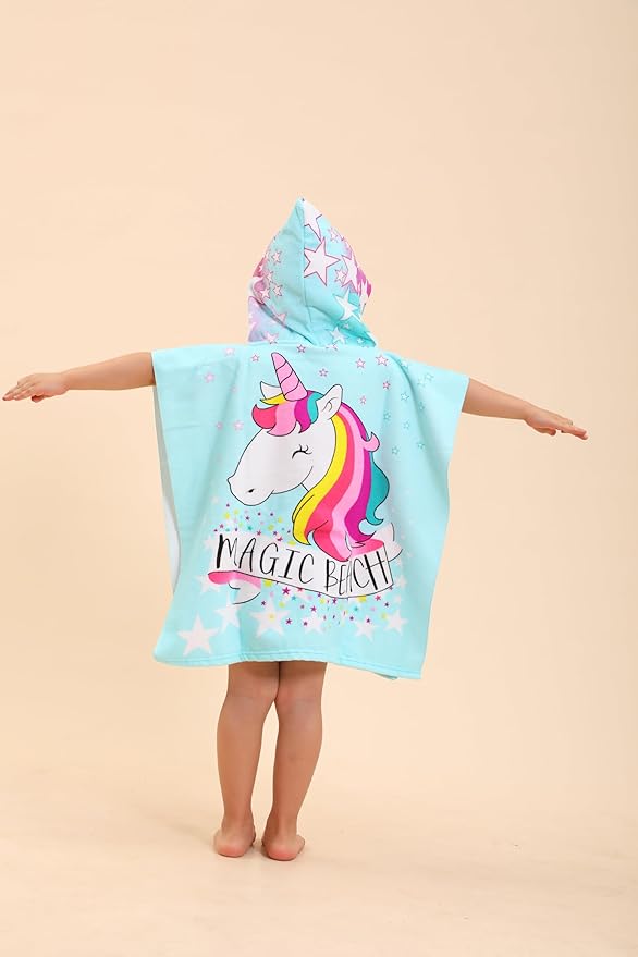 Unicorn Hooded Towels for Kids, Kids Beach Towels for Boys/Girls, Swimming Towels/Towel Robes/Wearable Towels/Pool Towels for Kids 2-10, Poncho Beach Towels for Kids, Hooded Beach Towels for Toddler