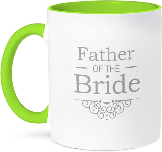 3dRose Father of The Bride in Silver-Wedding-Part of Ceramic Mug, Green/White