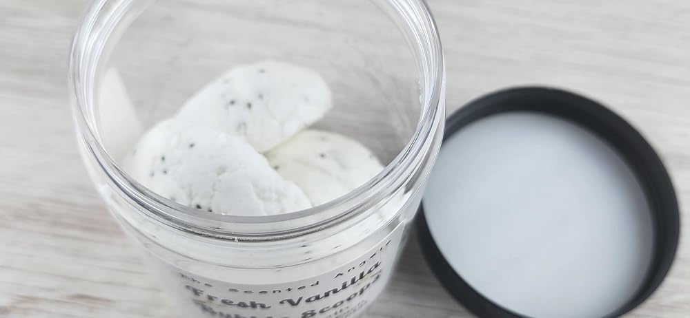 TSA Handmade Very Bubbly Fresh Vanilla Bubble Bath Scoops with Poppy Seeds, Soak, Clean, Spa, Skin Care, Dry Skin, Moisturizer, Scented Soap, Sensitive, Woman, Kids, Gift, Relax, 3 1.1 oz Scoops