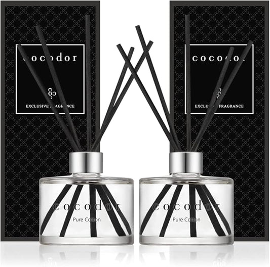 Cocodor Signature Reed Diffuser / Pure Cotton / 6.7oz(200ml) / 2 Pack/Reed Diffuser, Reed Diffuser Set, Oil Diffuser & Reed Diffuser Sticks, Home Decor & Office Decor, Fragrance and Gifts