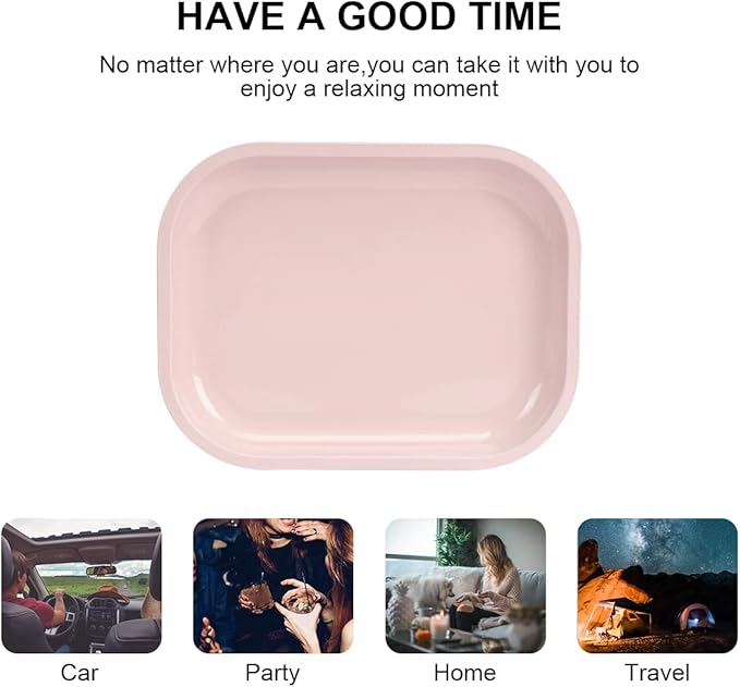 HOKirin Pink Small Metal Tray with Soft PVC Magnetic Lid,7"x5.5"x0.6"