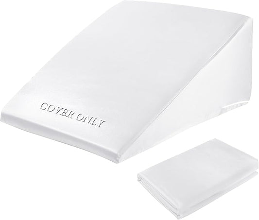 HOMBYS Satin Bed Wedge Pillow Cover Silky & Smooth Wedge Pillowcase 1 Pack 24x24x12, Soft & Breathable, Removable & Machine Washable-Zipper Design (Pillow Not Include),White