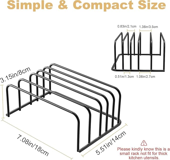 Cutting Board Organizer, [1-Pack] Cutting Board Holder Rack Baking Cookie Pan Sheets Cooling Small Racks Storage Stand for Kitchen Cabinet Countertop Bakeware Storage Organizer Metal Black