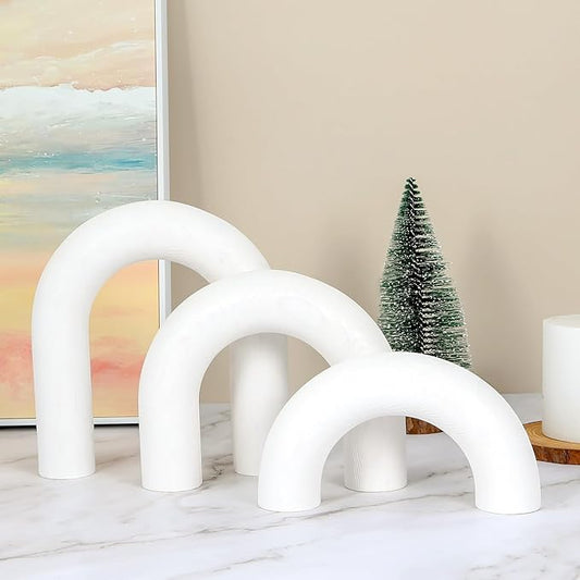 HMASYO 3Pcs Wood Arch Decorative Objects, Coffee Table and Shelf Decor, Neutral Home Accents for Living Room, Modern Table Top Bookshelf Boho Office Aesthetic
