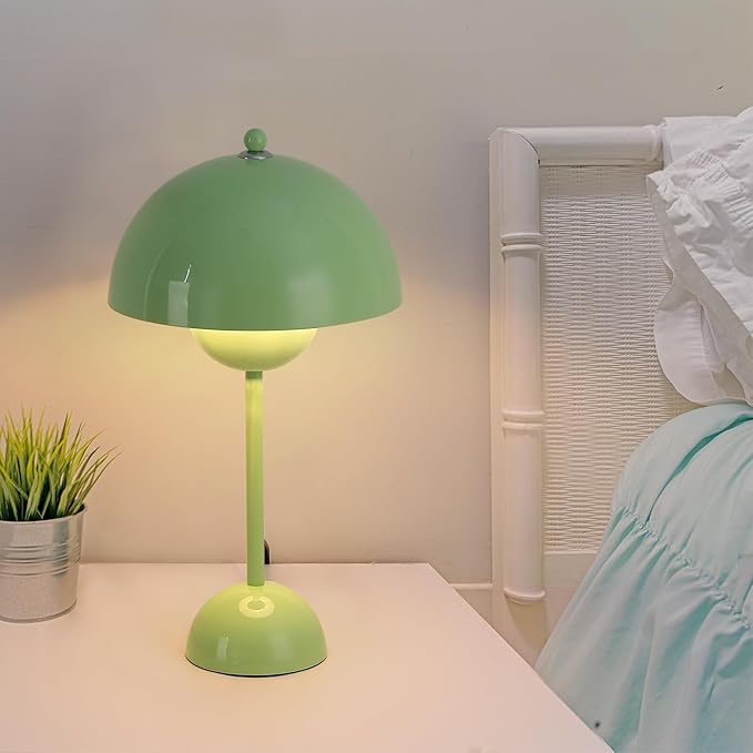 COSYLUX Modern Small Table Lamp for Bedroom, Cute Dome Shade Reflecting Light Reading Lamp for Living Room, Kid's Room, Study, Office, Beside Bedside Nightstand Desk Lamp(Pastel Green)