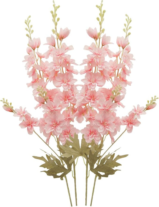 FERIAL 4pcs Artificial Delphinium Faux Pink