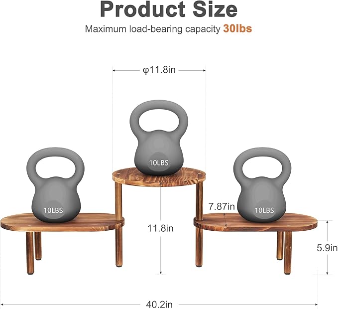 Convex Plant Stand Indoor,3 Tier Wooden Plant Holder Deformable Long Flower Pot Stand Corner Low Plant Shelf for Patio Balcony Living Room Office