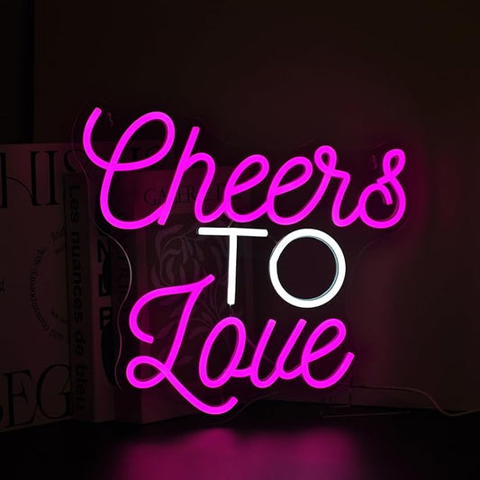 Cheers to Love Neon Sign, Neon Signs for Wall Decor Neon LED Signs Room Neon Light Up Signs Home Decor