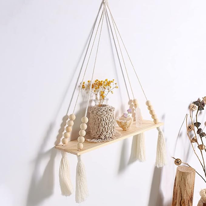 Floating Shelves for Wall, Wooden Shelves Set of 2 Rustic, Wall Decor, Storage Shelf for Living-Room, Bathroom, Kitchen, Apartment,Display Shelving for Hanging Plants