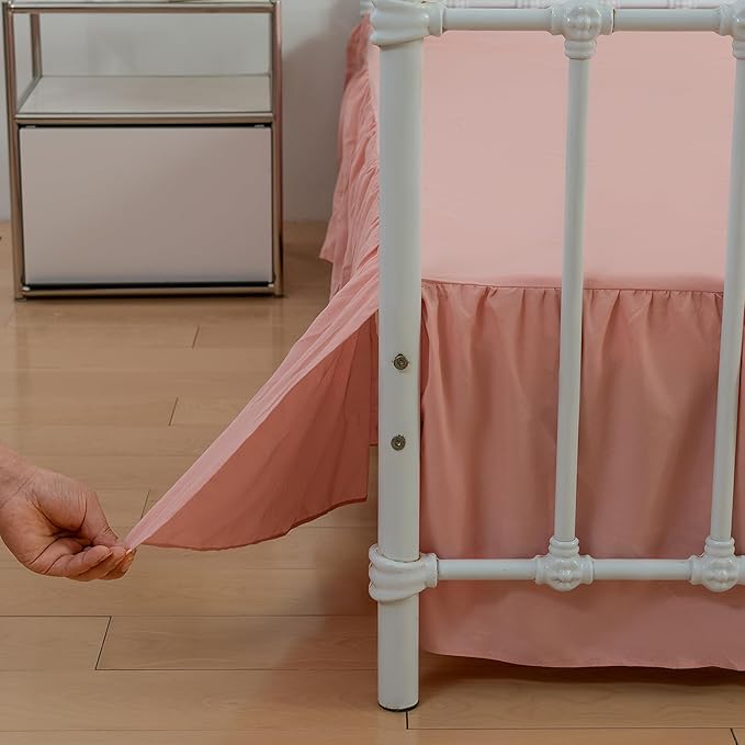 Bed Skirt King Size Ruffled Bed Skirt with Split Corners,14 Inch Drop Dust Ruffle Bed Skirt with Platform, King-14 Inch,Blush