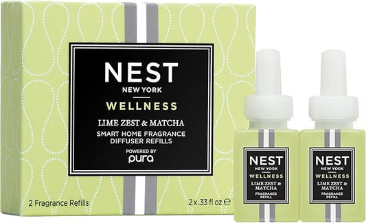 NEST New York Smart Home Fragrance Diffuser Refill Smart Vials, Lime Zest & Matcha - Set of 2 - Designed for NEST x Pura 3 and NEST x Pura 4 Diffusers - Cruelty Free, Vegan - Made in USA