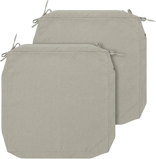 FUNHOME Outdoor Cushion Covers 24 x 24 x 4 inch,Set of 2,Replacement Square Seat Cushion Cover for Patio Furniture Chair,Water Resistant,Fade-Resistant Slipcover Only,No Insert(Light Brown)
