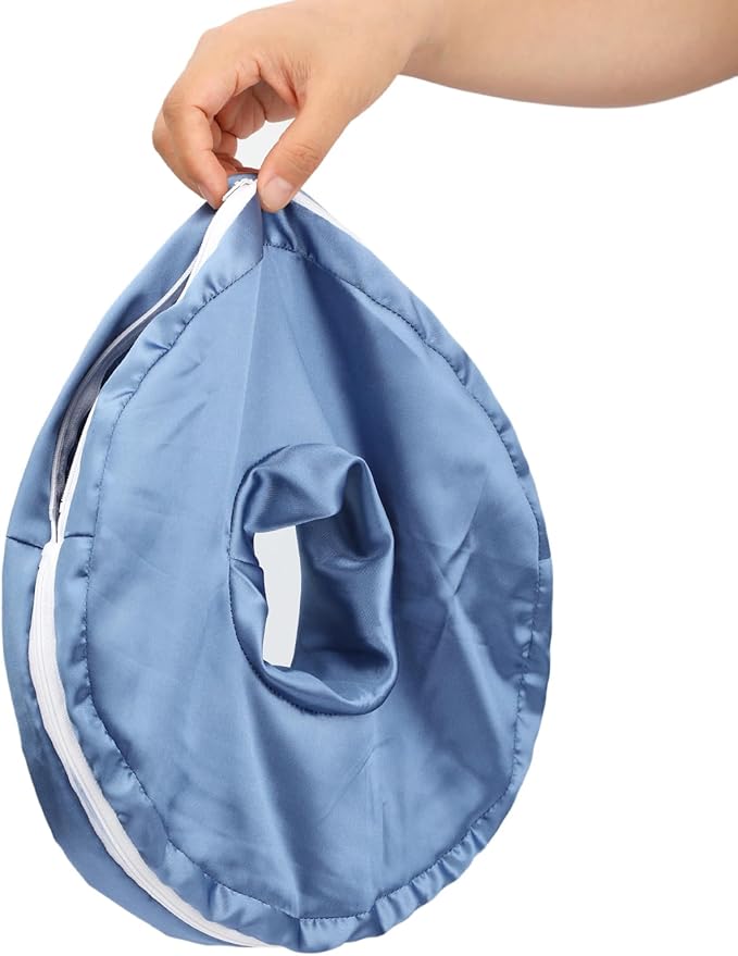 Washable Ear Piercing Pillowcase Luxury Satin Ear Hole Silky Pillowcase for Pierced Ear Side Sleepers Ear Inflammation Pressure Sore Pain Relief Support Neck Head HazeBlue