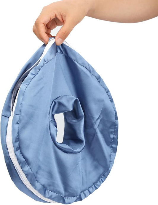 Washable Ear Piercing Pillowcase Luxury Satin Ear Hole Silky Pillowcase for Pierced Ear Side Sleepers Ear Inflammation Pressure Sore Pain Relief Support Neck Head HazeBlue