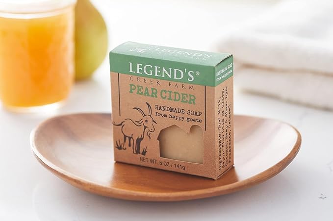 Legend's Creek Farm Goat Milk Soap - Cleansing Moisturizing Soap Bar for Hands and Body - 5 Oz Creamy Lather, Nourishing, Gentle Natural Soap for Sensitive Skin (Pear Cider, Pack of 3)