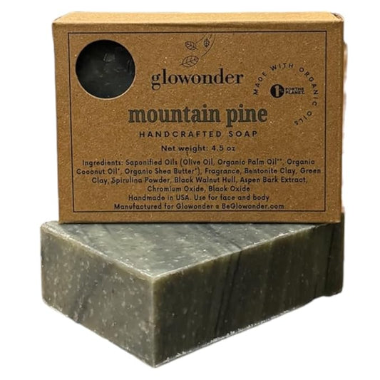 1 Pack Mountain Pine Handmade Organic Bar Soap for Face and Body - Moisturizing, All-Natural, Cruelty-Free - Botanical Ingredients - Shower, Bath, Hand Soaps, Gifts - 4.5 oz