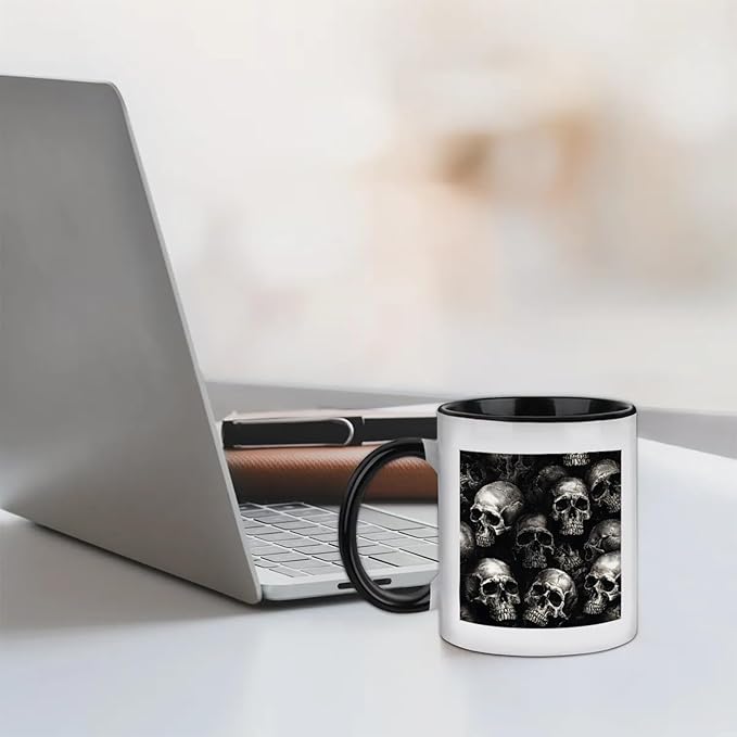 Mugs for Women, Coffee Cups Ceramic Mug, Skulls Head Tea Cups with Handle for Men, 11.2oz Ceramic Coffee Cup for Home Unique Coffee and Tea Mug Aesthetics