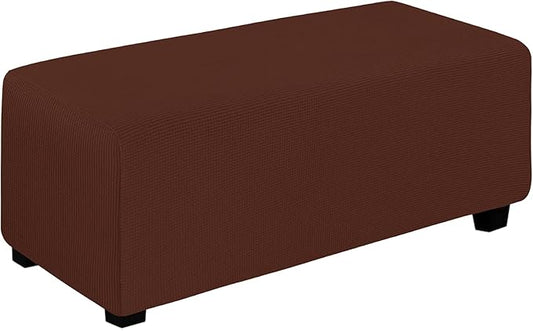 Easy-Going Stretch Ottoman Cover Folding Storage Stool Furniture Protector Soft Rectangle slipcover with Elastic Bottom(Ottoman X-Large,Coffee)