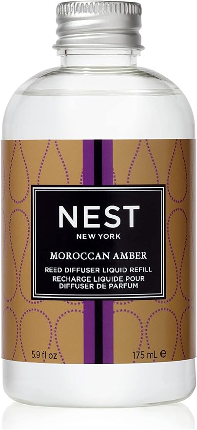 NEST New York Reed Diffuser Liquid Refill, Moroccan Amber - 5.9 fl oz - Fragrance for Up to 90 Days - Flame Free