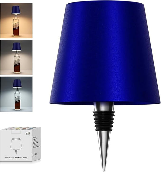 Wireless Bottle Lamp, 2025 New 3 Color Rechargeable Wine Bottle Lights for Bars Restaurants (Sapphire Blue, 1PC)