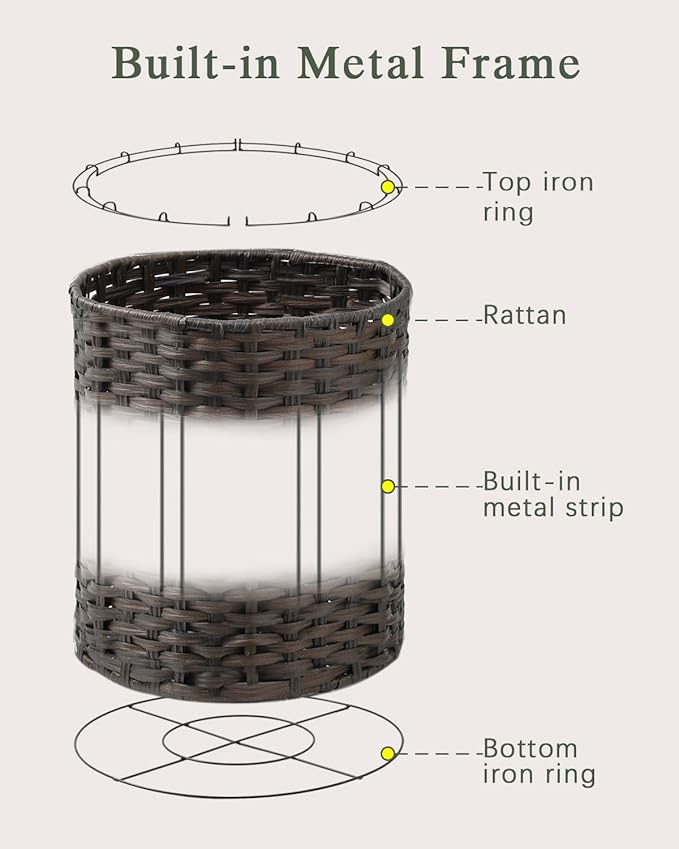 Laundry Hamper Round Laundry Basket 26.5 Gal (100L) Rattan Laundry Hamper, Handwoven Wicker Laundry Basket with Handles Removable Laundry Bag 2 Mesh Bags for Bedroom Laundry Room Brown