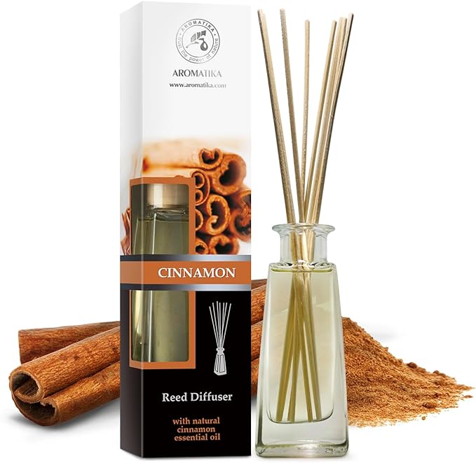 Reed Diffuser Cinnamon 3.4 Fl Oz(100ml) - Room Diffuser with Cinnamon Essential Oil - Home Fragrance - Aromatherapy Air Freshener - Oil Diffuser - Scented Diffuser - Cinnamon Aroma