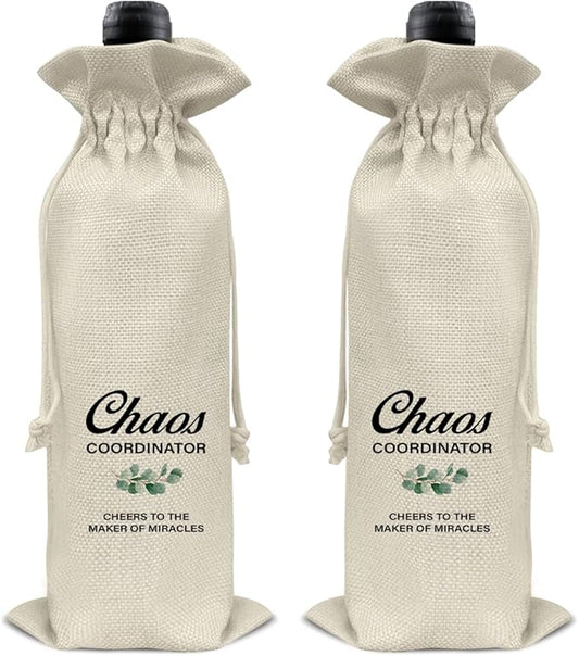 HOIJAUMAI Chaos Coordinator Gift for Women Men, Chaos Coordinator Wine Bag Chaos Coordinator Wine Gift Bags for Teacher Leader Mentor Coach Boss
