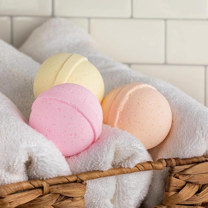 SpaRoom Soothe and Relax Handmade Natural Essential Oil Aromatherapy Bath Bombs, Set of 3, Orange, Lemongrass and Grapefruit