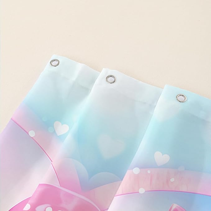 AILONEN Cute Sea Turtle Shower Curtain for Bathroom,Kawaii Turtle Pink Flower Print Bath Curtain 72" W*96" H,Girls Women Modern Decorative Waterproof Curtain with 12 Plastic Hooks