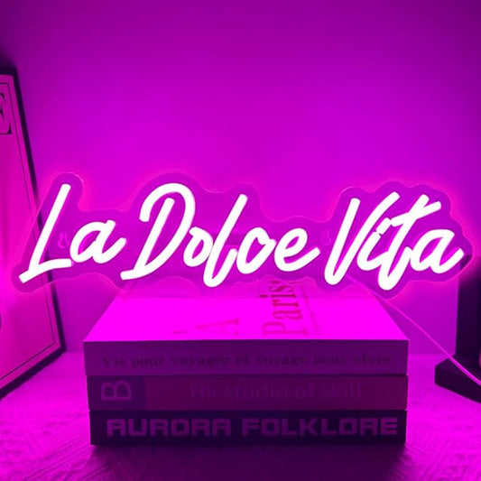 La Dolce Vita Neon Signs for Wall Decor Personalised Neon Lights Sign for Wedding Party Birthday Gift Neon Signs, Beautiful LED Neon Lights for Home Decor Girls Room