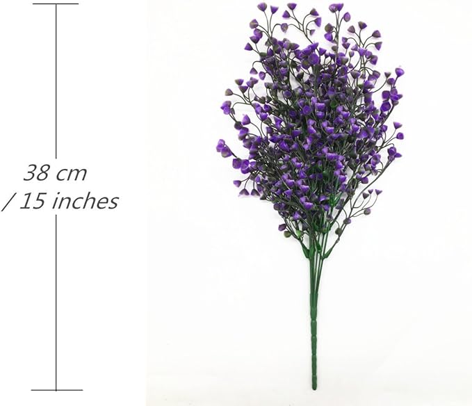 CATTREE Artificial Plants Shrubs Bushes, Plastic Fake Flowers Wedding Indoor Outdoor Home Garden Verandah Kitchen Office Table Centerpieces Arrangements Christmas Decoration - Deep Purple 4 pcs