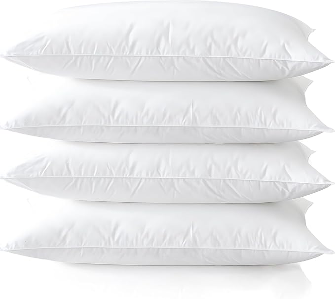Medium Support Bed Pillows Standard Size Set of 4 Pack for Sleeping 20"x26", Hypoallergenic Skin Friendly Down Alternative Filling for Side Stomach Back Sleeper Machine Washable