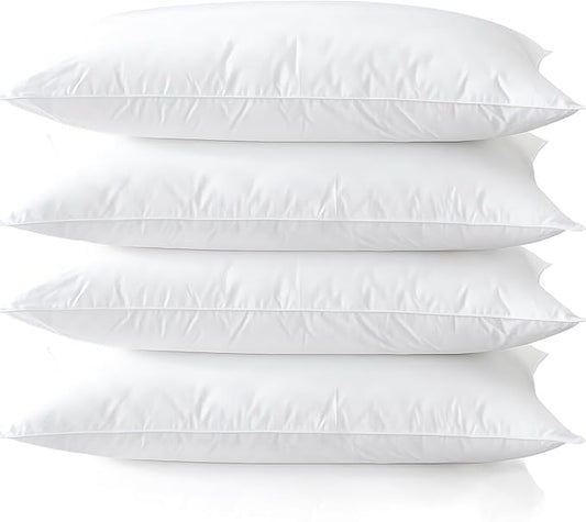 Medium Support Bed Pillows Standard Size Set of 4 Pack for Sleeping 20"x26", Hypoallergenic Skin Friendly Down Alternative Filling for Side Stomach Back Sleeper Machine Washable