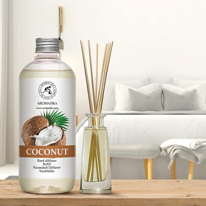 Reed Diffuser Refill Coconut 17 Fl Oz - Room Diffuser Refill - Home Fragrance - Air Freshener - Scented Diffuser - Coconut Aroma - Room Fragrance - Coconut Scented Diffuser