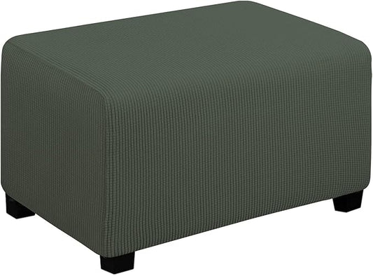 Easy-Going Stretch Ottoman Cover Folding Storage Stool Furniture Protector Soft Rectangle slipcover with Elastic Bottom(Ottoman Small,Olive Green)