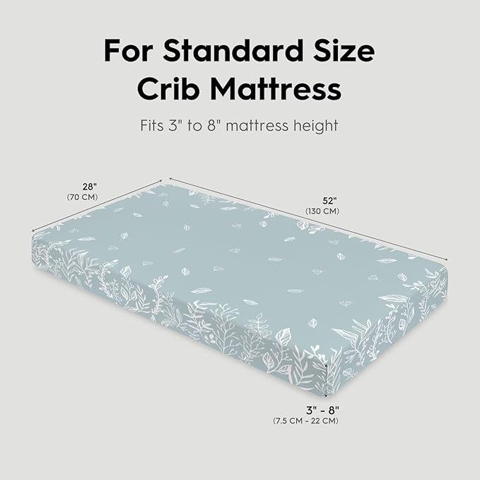 Horaldaily 2 Pack Fitted Crib Sheet for Boys Girls,Soft Breathable Washable Jersey Microfiber Baby Crib Sheet, Fits Standard Size Crib Mattress 28in x 52in, Floral Pumpkin Nursery Sheet White/Blue