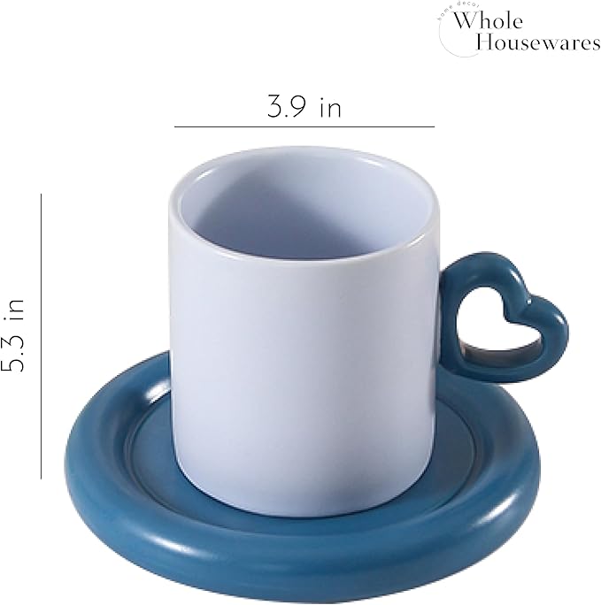 Ceramic Coffe Mug - Creative Cup of Art Aesthetic Mugs - Tea Cup with Extra Wide Loop and Bottom - Unique Handle Design - Chunky Mugs - Dishwasher and Microwave Safe - Trendy Mugs - Set of 4